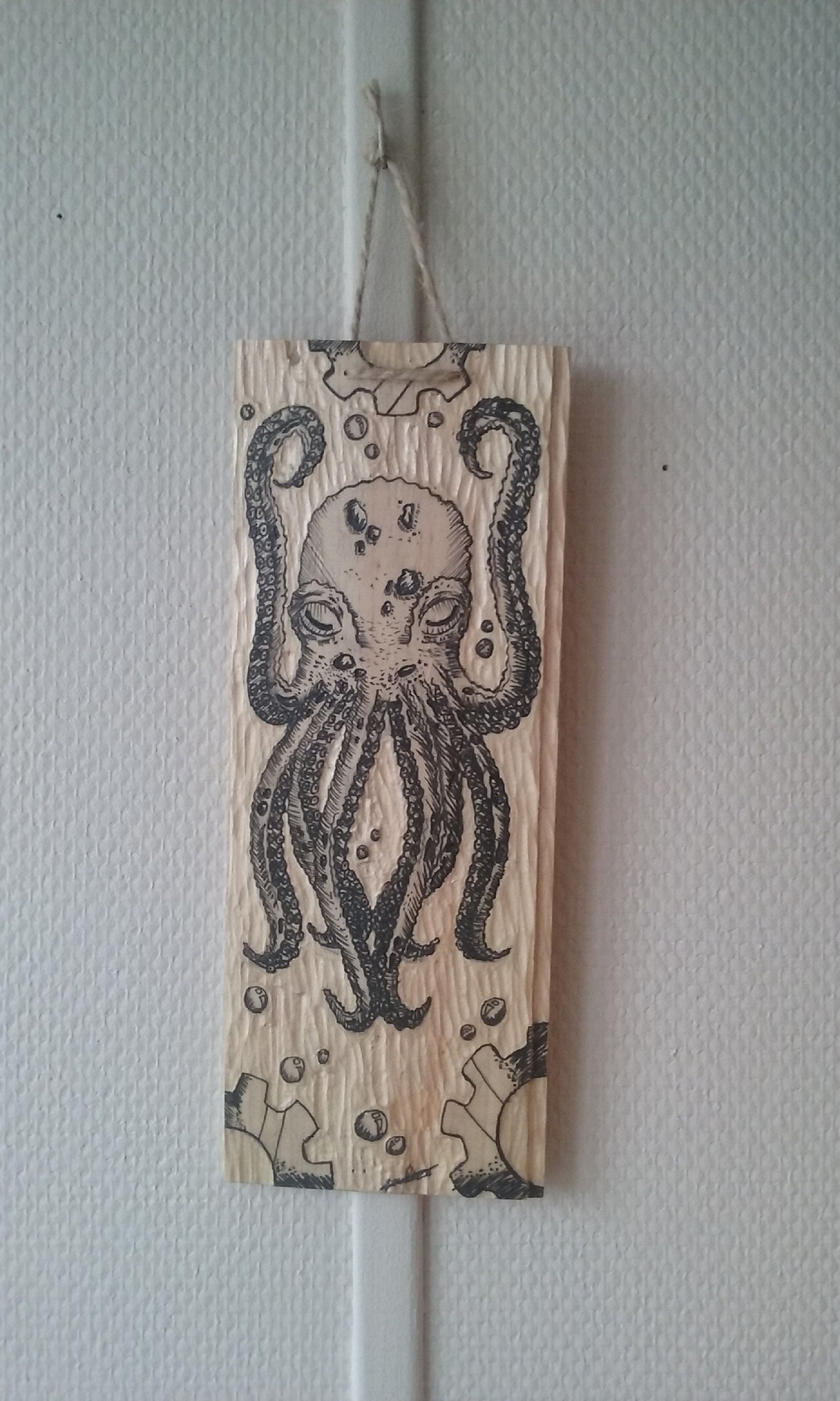 Tableau Bois Sculpté Poulpe