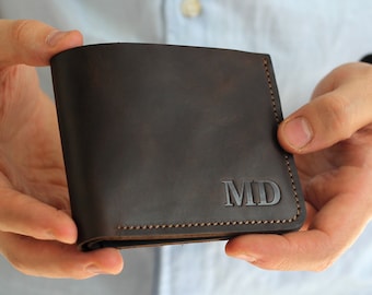 Custom Leather Wallet for Groomsmen, Personalized Mens Wallet, Wedding Party Gift, Groomsmen Proposal, Slim Wallet