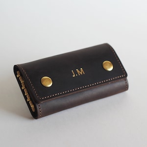 Custom Key Case, Leather Key Holder, Leather Key Case,  Personalized Holder, Key Bag, Key Organizer, Brown Key Pouch