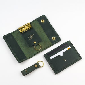 Cartera de cuero para llaves para hombre, hecha a mano, fina, regalo para el marido, funda de cuero personalizada para llaves.