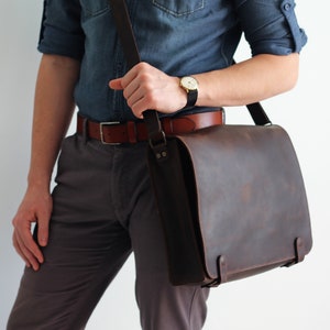Brown Leather Laptop Bag,  Mens Leather Shoulder Bag, Leather Messenger Bag, Personalized Leather Bag, Laptop bag