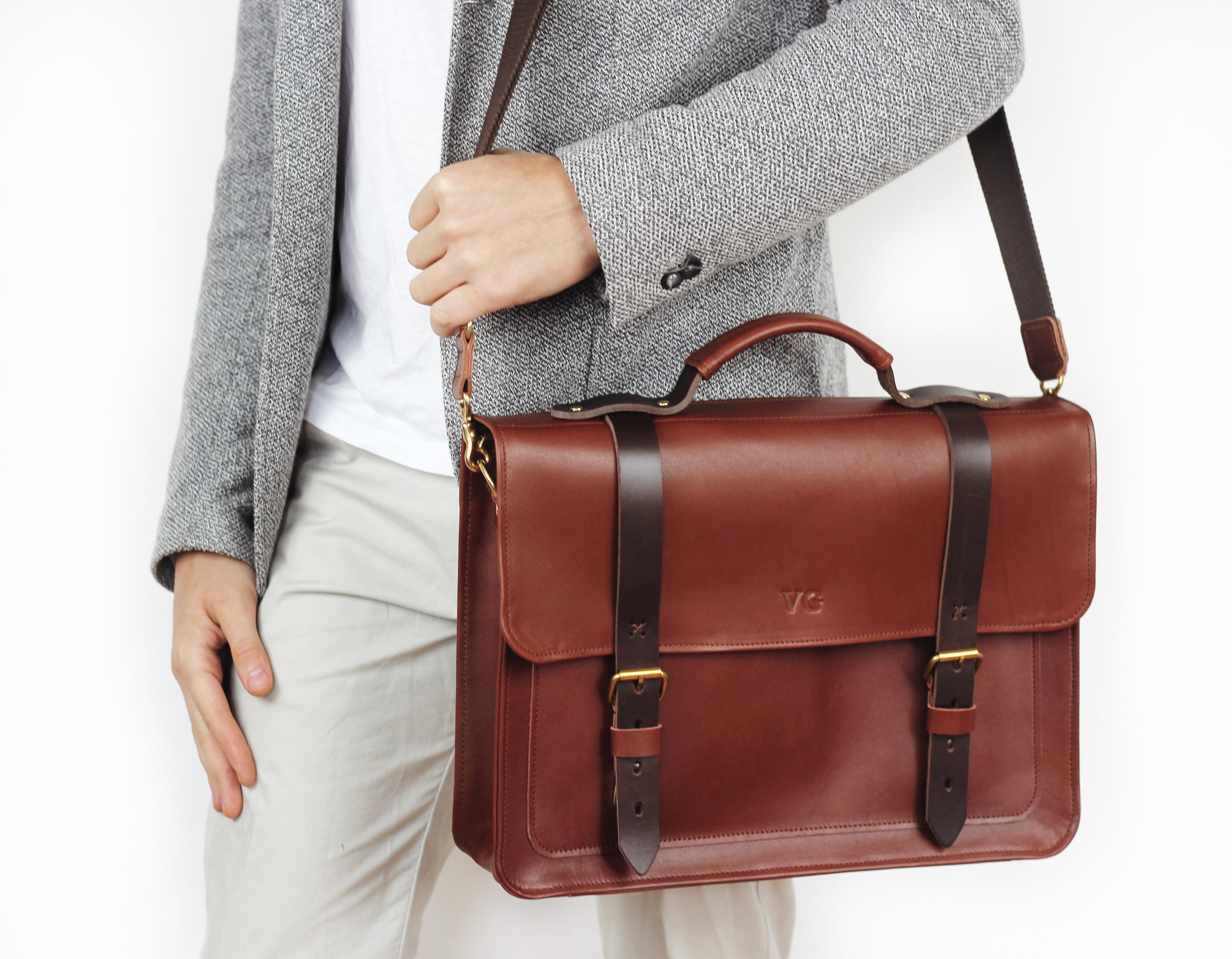 Leather Briefcase Mens Briefcase Custom Briefcase Gift for Etsy