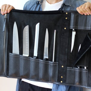 Personalized Leather Knife Roll, Chef Gift, Custom Knife Bag, Leather Chef Roll, Culinary Tool Organizer, Cook Birthday Gift