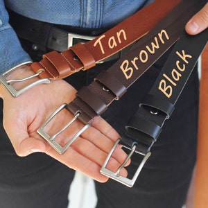 Mens Leather Belt, Fathers day gift, Custom Grooms gift, Personalized Belt, Custom Leather Belt, Groomsman Belts, Wedding gift, Brown Belt image 9