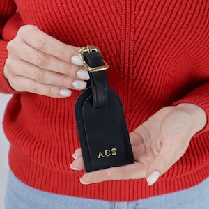 Custom Leather Bag Tag, Monogram Luggage Tag, Handmade Travel Gift, Initial Tag for Suitcase, Personalized Travel Tag