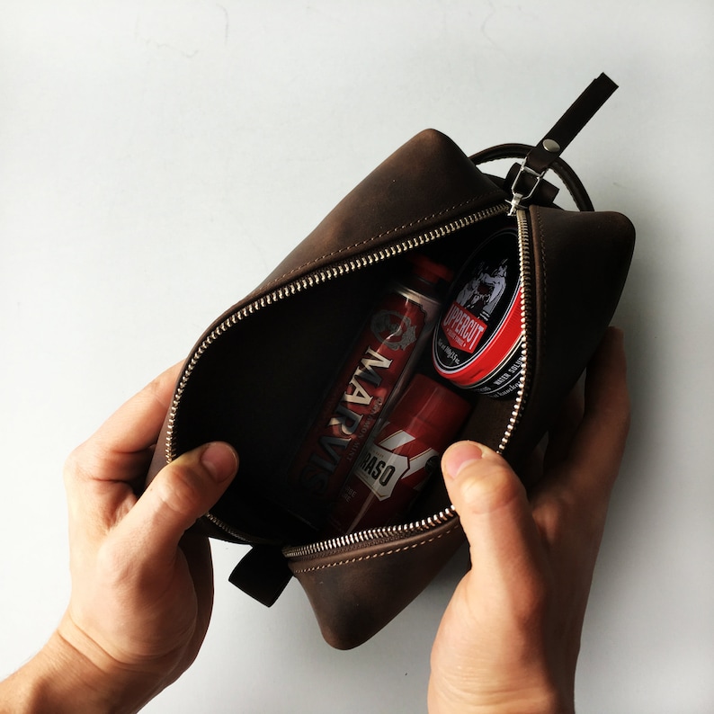 Leather Toiletry Bag Expandable Dopp Kit Travel Bag Etsy