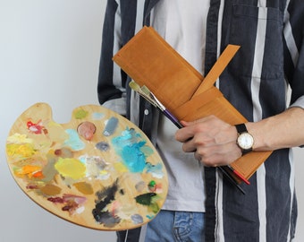 Leather Brush roll, Pencil case, Gift for painter, Oil brush case, Brush case, Artist roll, Artist gift, Paintbrush case