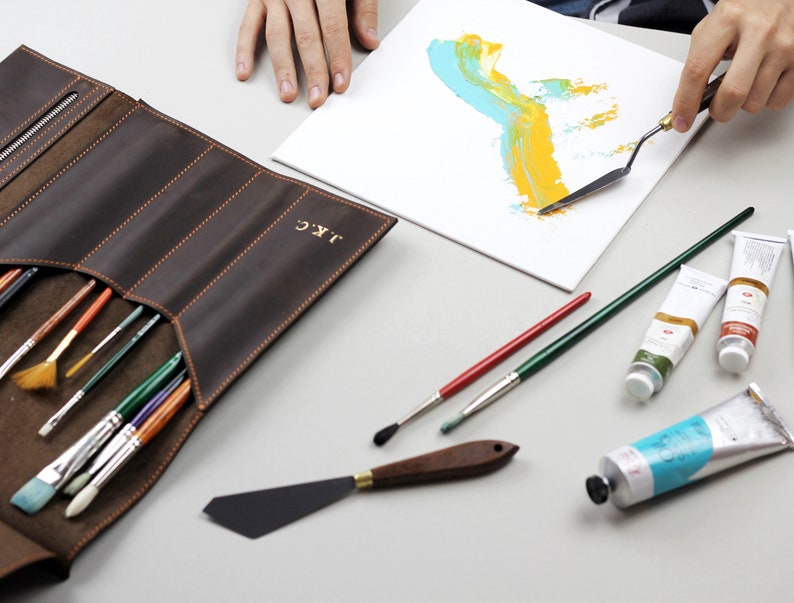 Brush Case Pencil Case Oil Brush Case Brush Roll Artist Etsy