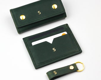 Men’s Leather Key Wallet, Handmade Key Case, Slim Key Bag, Gift for Husband, Personalized Leather Pouch for Keys