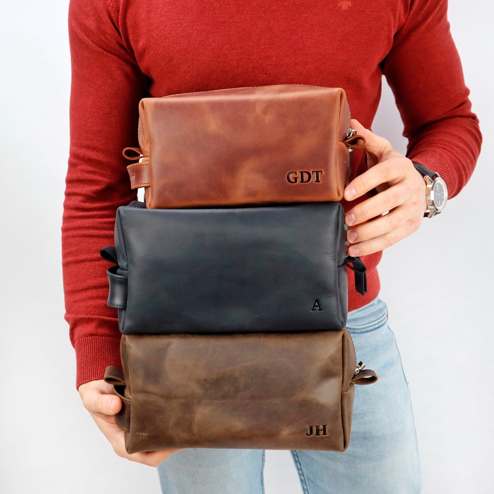 Men's Bathroom Bag, Personalized Toiletry Bag, Brown Leather Toiletry ...
