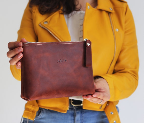 Leather Makeup Bag, Valentine's Day Gift, Personalized Bag, Brides gift, Makeup organizer, Makeup Case, Cosmetic Bag, womens toiletry bag