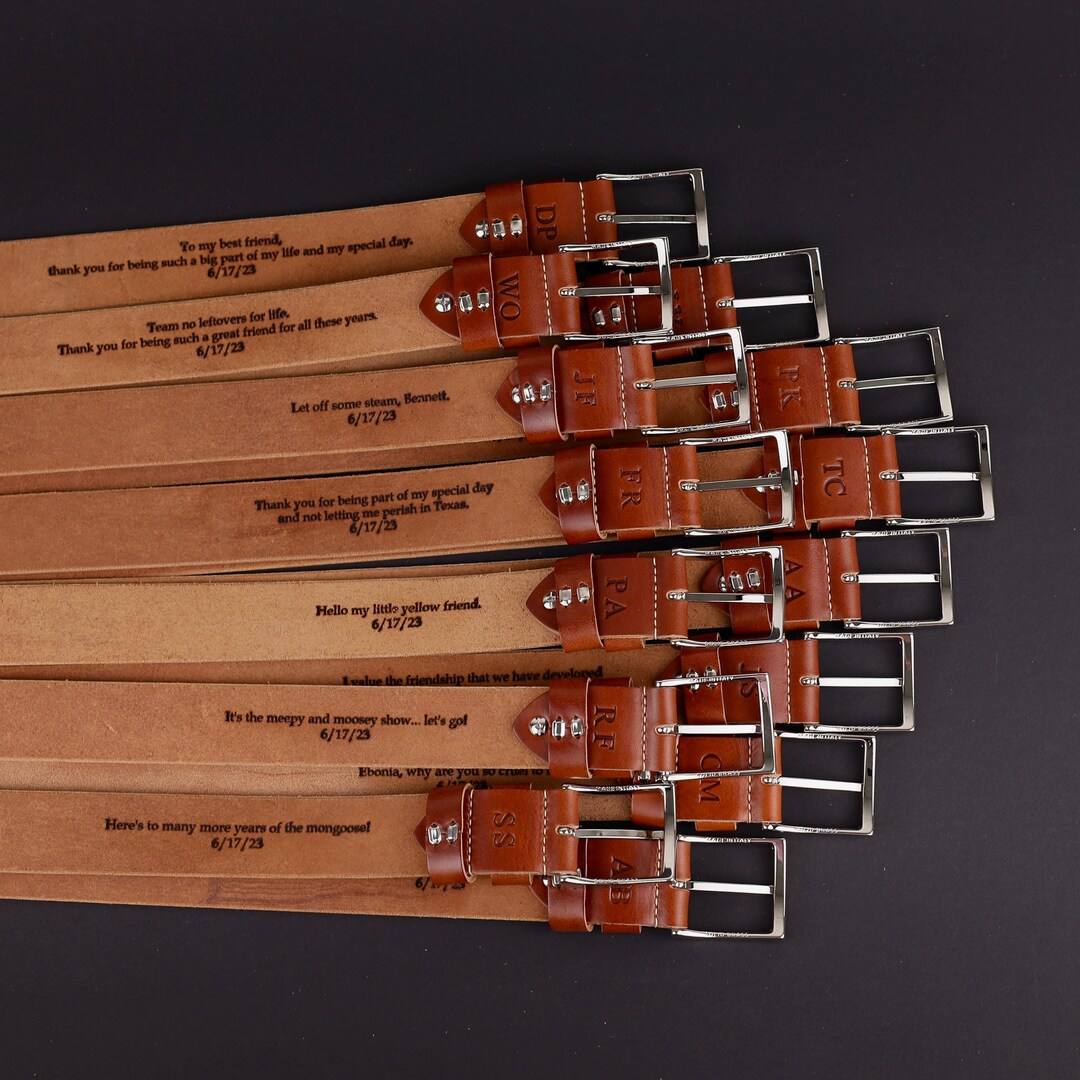Personalized Groomsmen Leather Belt, Monogram Gift for Best Man ...