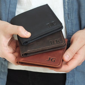 Cartera de cuero para papá, cartera personalizada para hombre, regalo para el Día del Padre, cartera grabada personalizada, regalo para papá, cartera delgada