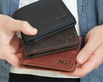 Leather Wallet for Dad, Personalized Mens Wallet, Corporate gifts, Custom Engraved Wallet, Gift for Father, Slim Wallet