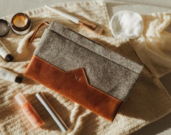 Leder Schminktasche, Damen Schminktasche, Kosmetiktasche, personalisierte Schminktasche, Geschenk für sie, Brautjungfer Geschenk, schwarzer Freitag Verkauf