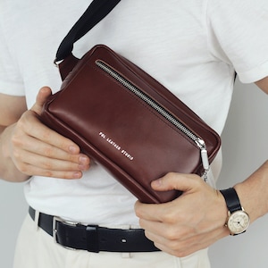 Man leather bag, Fanny pack, Personalized Fanny Pack, Custom Gift, Bag for man, Corporate gifts, Gift for Him, Valentines Day gift