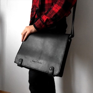 Leather Shoulder Bag, Messenger Bag, Leather Messenger Bag, Personalized Leather Bag, Laptop Bag, Black Leather Bag, Leather Crossbody