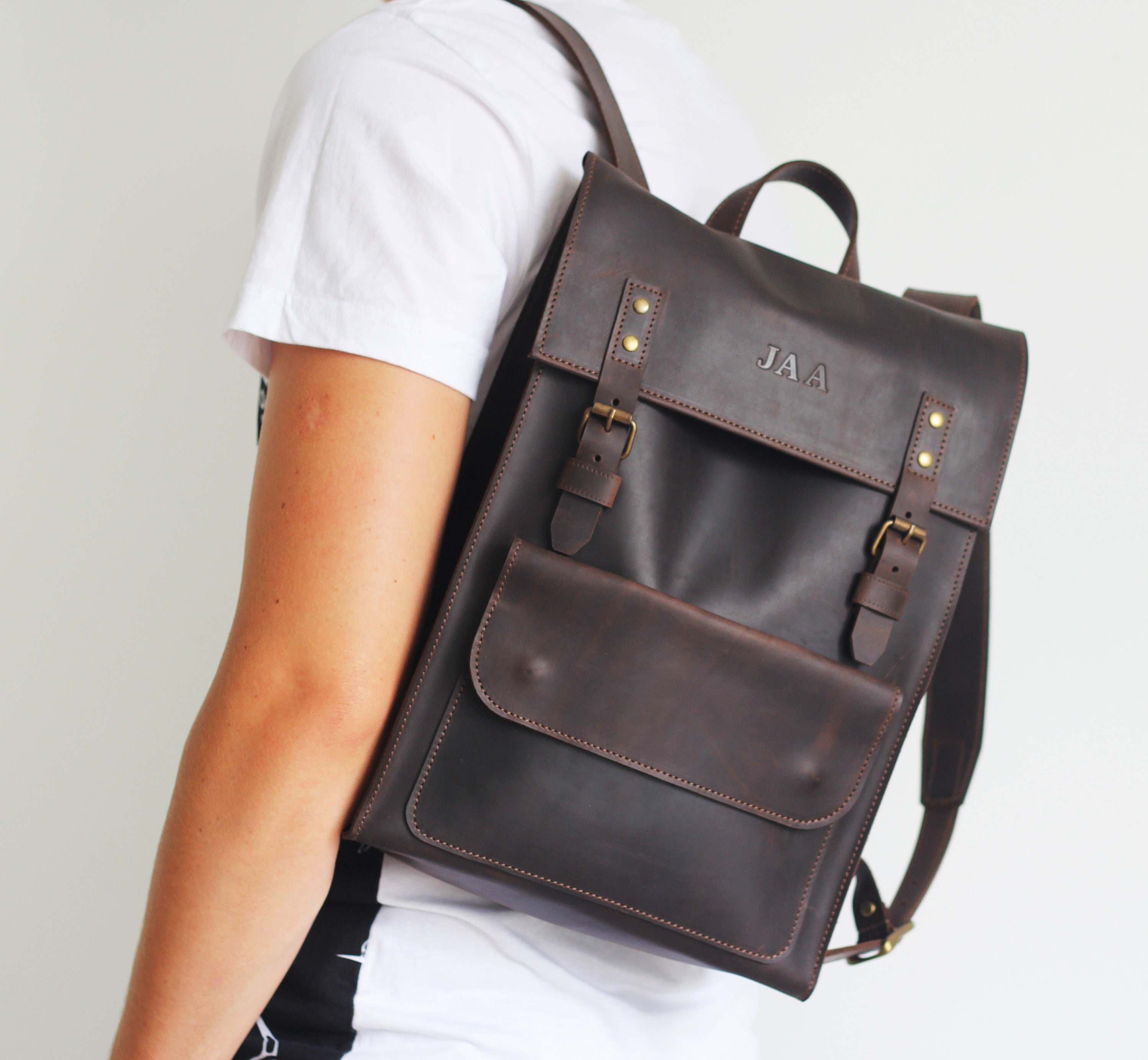 Brown Backpack Leather Backpack Mens Backpack Brown Leather Etsy