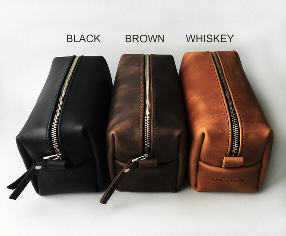 mens leather bathroom bag