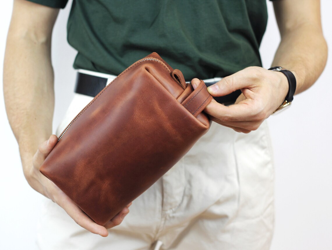 personalized mens bathroom bag