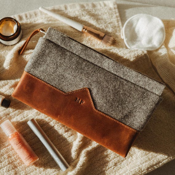 Birthday Gift Leather Makeup Bag Cosmetic Bag Gift for Her Makeup