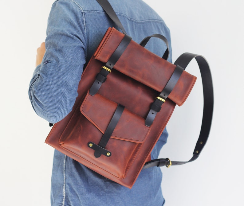 Personalized Bag Laptop Backpack Leather Bag Custom Backpack Roll Backpack Laptop Backpack Backpack Leather Roll Backpack
