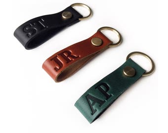 Stamped Leather Keychain, Personalized Key Chain, Custom Keychain, Mens Keychain, Monogram keychain, Gift for him, Keychain, Gift for Dad