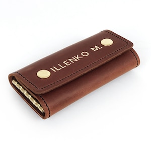 Llavero de cuero grabado, caja para el Día del Padre, regalo rústico para hombre, llavero personalizado, organizador de bolsillo, idea de regalo hecha a mano