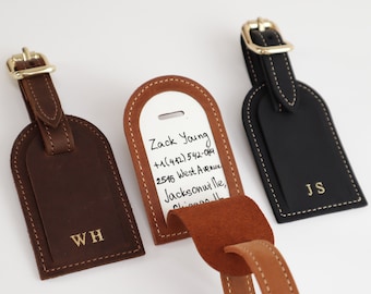 Personalized Leather Luggage Tag, Custom Initial Travel Tag, Monogram Bag Tag, Gift for Traveler, Custom Suitcase Tag