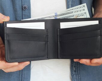 Personalized Leather Wallet for Husband, Custom Mens Wallet, Gift for Him, Anniversary Gift, Engraved Wallet for Husband