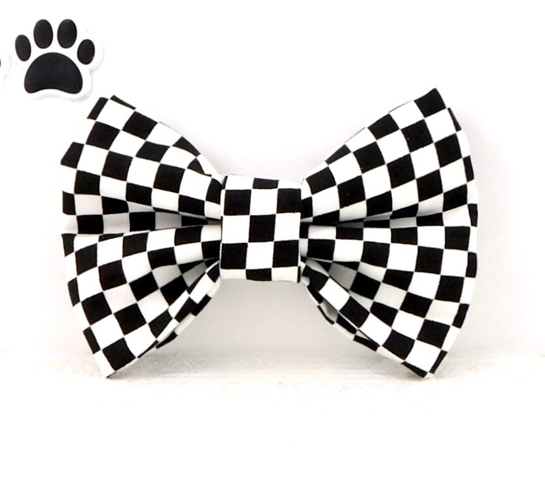 Black and White Checkered Dog Bow / Black and White Checkered - Etsy