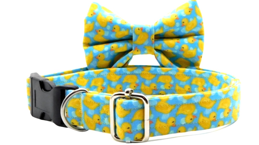 Duck Dog Collar / Rubber Duck Dog Collar Optional Bow / Girl Dog Collar