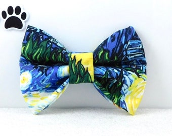 Van Gogh Dog Bow Tie / Starry Night Dog Bow Tie, Van Gogh Cat Bow Tie
