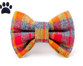 Flannel Plaid Autumn Dog Bow Tie - Pet Collar Accessory