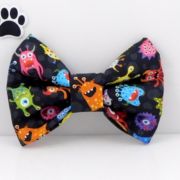 Silly Monster Dog Bow Tie / Monster Cat Bow Tie / Dog Bow with Monsters