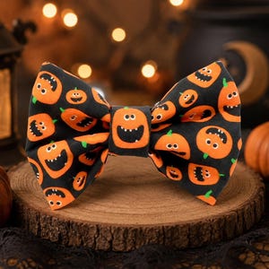 Halloween Pumpkin Dog or Cat Bow Tie for Collars, Fall Autumn Dog Accessory