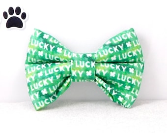 Lucky Dog Bow Tie / St. Patricks Day Dog Bow Tie / St. Pat Cat Bow / Luck of the Irish Dog Bow Tie / Dog Mom Gift / Gift for Grandma