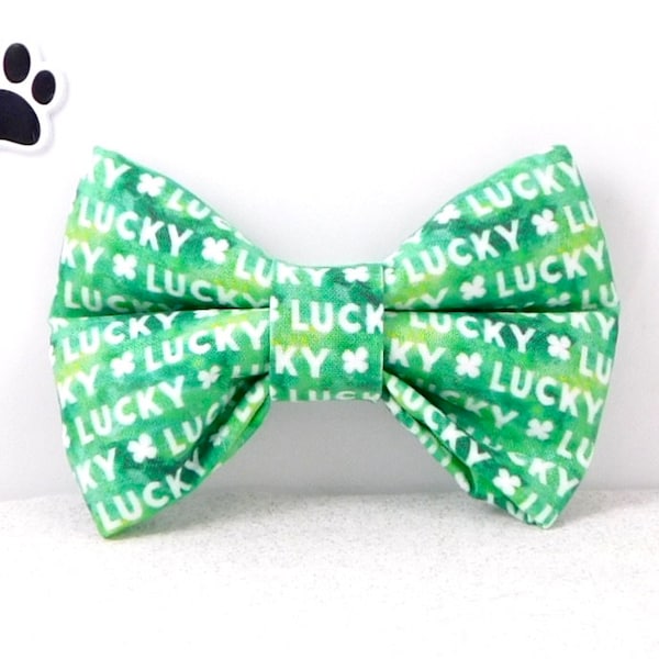Lucky Dog Bow Tie / St. Patricks Day Dog Bow Tie / St. Pat Cat Bow / Luck of the Irish Dog Bow Tie / Dog Mom Gift / Gift for Grandma