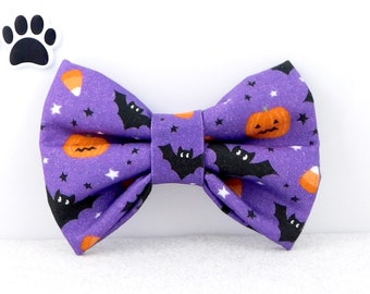 Halloween Dog and Cat Bow Bats Pumpkins Dog Collar Accessory