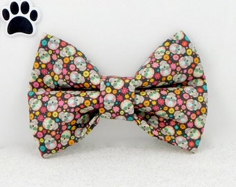 Sugar Skull Dog Bow Tie, Sugar Skull Cat Bow Tie, Day of the Dead Dog Bow, Dog Bow with Sugar Skulls