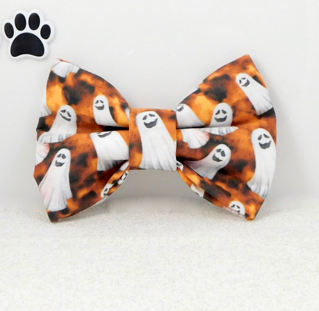 Ghost Dog Bow Tie, Halloween Dog Bow Tie, Halloween Cat Bow Tie, Ghost