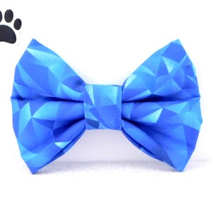 Sapphire Blue Bow Tie for Dogs and Cats / Mosaic Patterned Royal Blue Bow Tie for Dogs / Dog Birthday Gift Bow Tie / Stocking Stuffer Cat