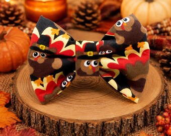 Turkey Dog Bow / Thanksgiving Day Cat Bow Tie / Thanksgiving Dog Bow Tie/ Harvest Pet Bow / Stocking Stuffer Dog Gift