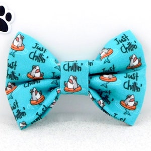 Shark Dog Bow Tie, Just Chillin Dog Bow, Just Chillin Cat Bow, Beach Dog Bow Tie, Beach Cat Bow, Summer Dog Bow Tie, Summer Cat Bow Tie