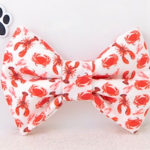 Dog Bow Ties for Summer / Lobster Crab Cat and Dog Bow / Ocean Nautical Pet Wear / Dog Outfit Bow / Handmade Washable / Dog Lover Gift