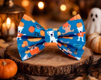 Pumpkin Patch Halloween Dog Bow Tie for Collars, Fall Autumn Pet Accessory