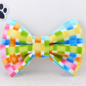 Easter Basket Weave Dog Bow Tie / Pastel Spring Cat Bow Tie / Easter Basket Gift for Dog or Cat / Easter Celebration Dog Bow