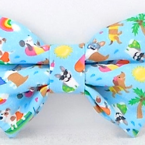 Beach Days Dog Bow Tie / Summer Fun Dog Bow Tie / Beach Cat Bow Tie