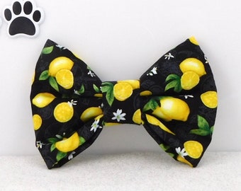 Dog Bow Tie with Lemons / Lemon Dog Bow / Cat Bow with Lemons / Lemon Cat Bow Tie