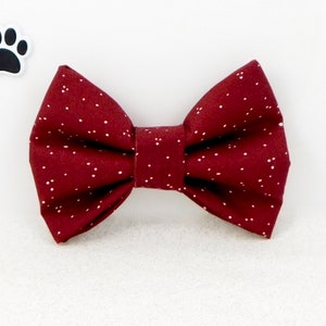 Cranberry Polka Dot Dog Bow / Burgundy Polka Dot Bow for Cats